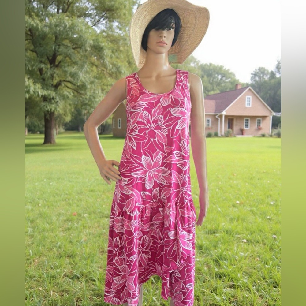 Land’s End Floral Pink and White Sleeveless Dress in size MP